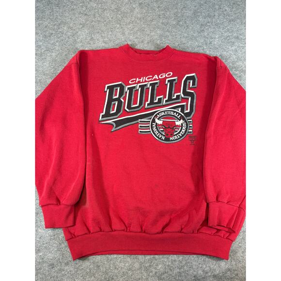 VINTAGE NBA Chicago Bulls Sweatshirt Mens XL Red Pullover Basketball Sports 90s - Picture 1 of 6